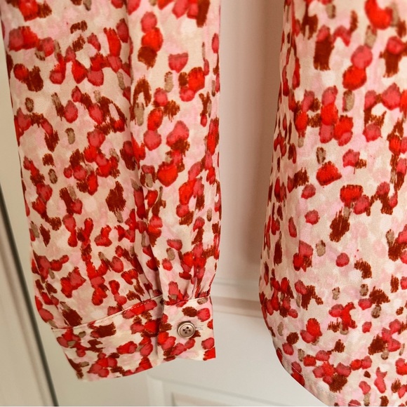 TALBOTS Orange Coral Abstract Patterned Pintucked Career Blouse Size S NWT $90 - Picture 7 of 11
